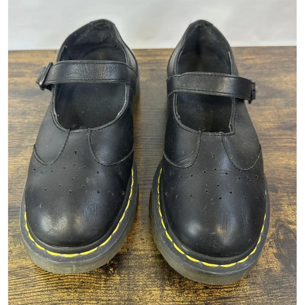 Dr. Martens Black Leather Mary Jane Flats Buckle T-Strap US Size 9 Goth Punk Y2k - Picture 13 of 14